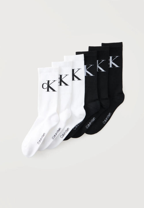 Chaussettes Calvin Klein Monogram Crew Noir & Blanc - Blanc et noir